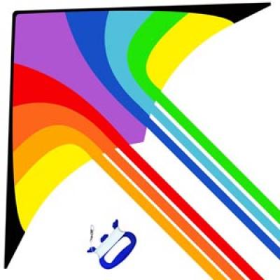 2324-1 Rainbow Delta Kite with Multiple Tails