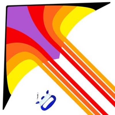 2324-2 Rainbow Delta Kite with Multiple Tails